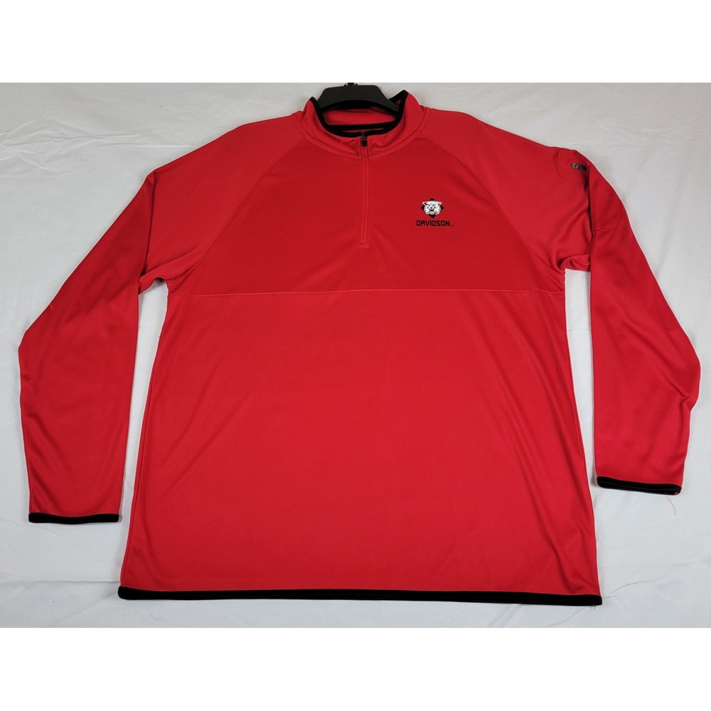 Colosseum Davidson Wildcats Mens XL Quarter Zip Pullover Red Athletic Shirt
